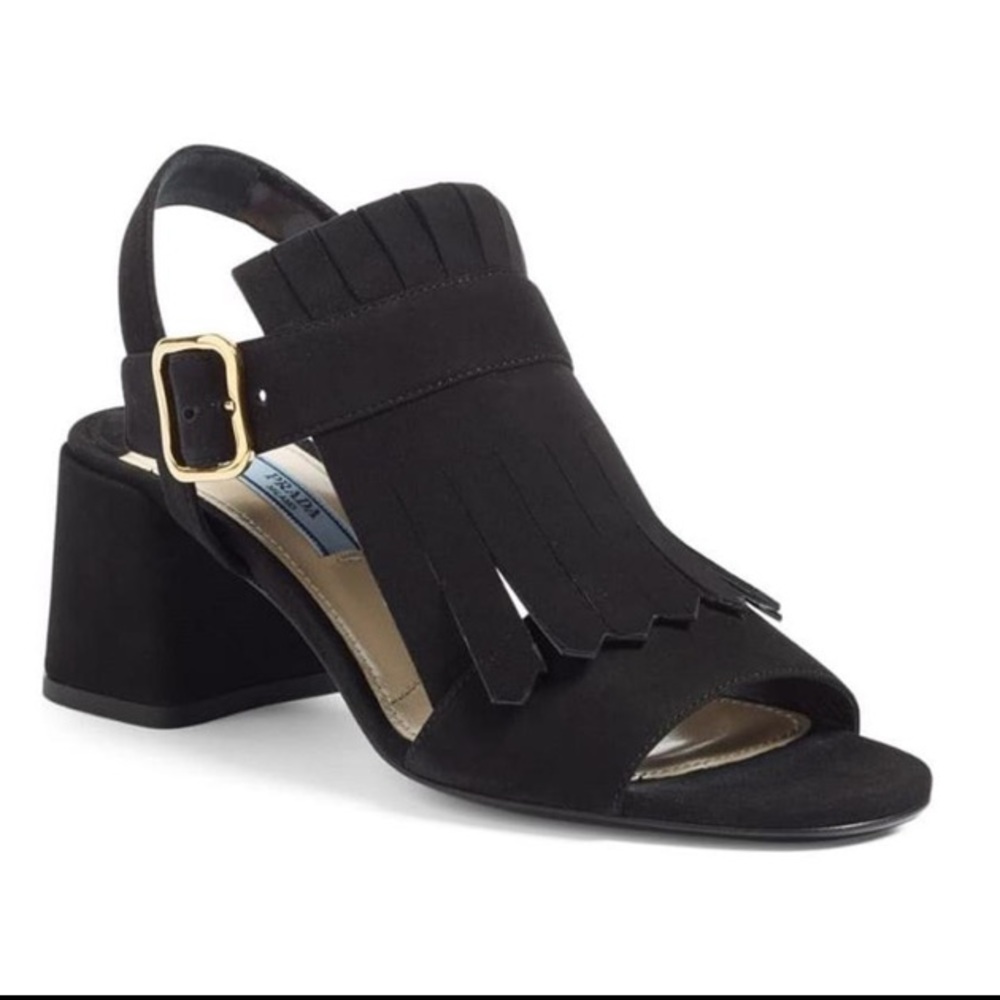 Prada Brown Suede Kiltie Sandals